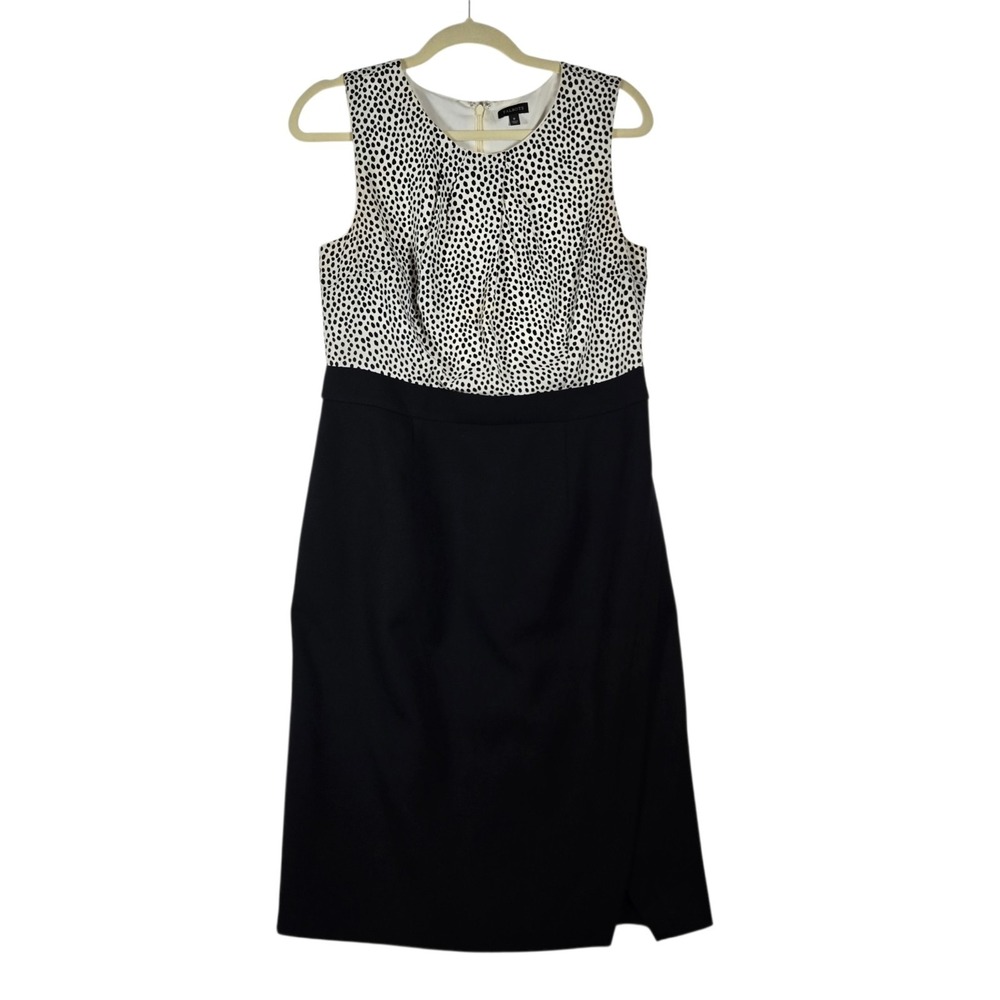 Talbots Dress Womens 8 Cream and Black Knee Length Sleeveless Career